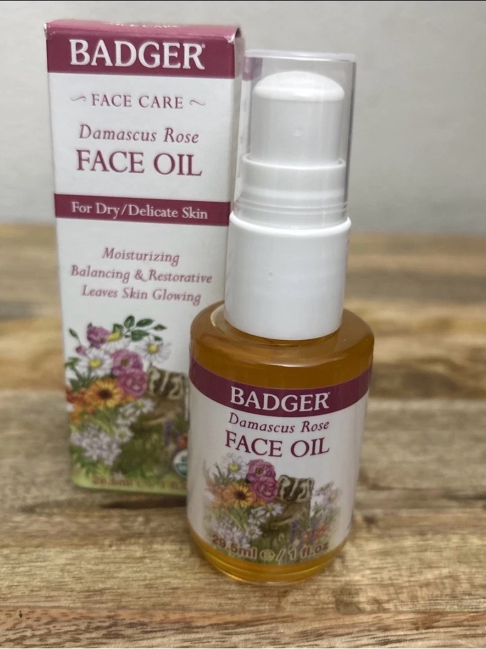 Badger Balm - Damascus Rose Antioxidant Face Oil - Certified Organic 1 oz NEW